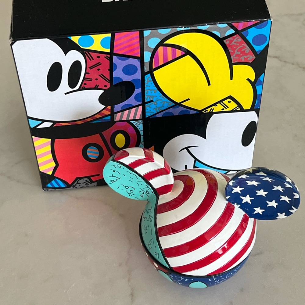 Britto by Disney Mickey Stars & Stripes Covered Box by Enesco New In Box